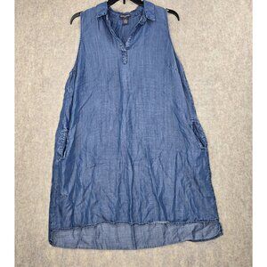 Chelsea & Theodore Womans Denim Blue Sleeveless Tencel Dress 2X